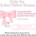 3 x Bow Straw Covers Cap Toppers Compatible with Stanley Tumbler Cups, Cute Pink 10mm Reusable Silicone Straws Topper for 40oz Tumbler with Handle, Stanleys Cup Accessories,3Pcs (A09-3Pack)