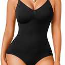 Irisnaya Women Slimming Bodysuits Shapewear Tops Tummy Control Body Shaper Spaghetti Strap Camisole Leotards Bodycon Jumpsuit,M