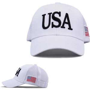 USA Trucker Hat for Men & Women American Flag Cap Adjustable Baseball Cap Mesh Snap Patriotic 3D Embroidered Cap