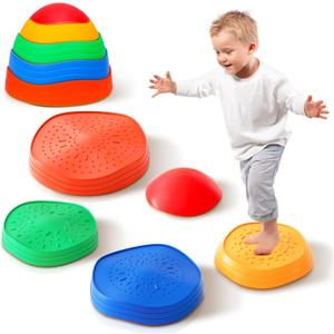 Stepping Stones for Kids, Non-Slip Plastic Balance River Stones for Kids, Promoting Children's Coordination Skills Obstacle Courses Sensory Toys for Toddlers, Indoor & Outdoor Play