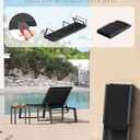 Aluminum Chaise Lounge Chair Outdoor, Foldable & Assembly Free Patio Pool Lounge Chairs 5-Position Recliner for Outside Poolside, Fully Grounded Legs Sun Lounger for Beach, Yard, Black, 1 Pack