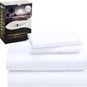 California Design Den Certified 100% Egyptian Cotton Sheets Queen Size Bed Set - Crisp Percale Queen Sheet Set Deep Pocket, Cool & Durable Luxury Bedding - White