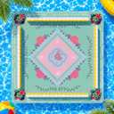 Floating Mahjong Table for Pool, 19x19 Inch Floral Game Float Board