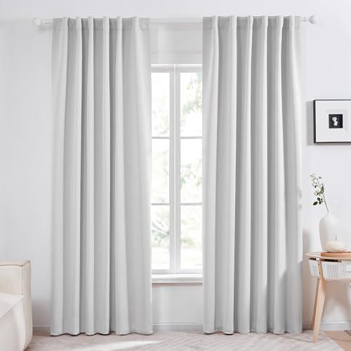 Deconovo Blackout Curtains, Thermal Insulated, W52 x L84 2 Panels, Back Tab, Machine Washable, Room-Darkening Drapes for Bedroom/Living Room Greyish White