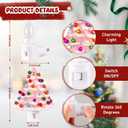 Tfro & Cile Ceramic Christmas Tree Night Light 2 Pack Xmas Decorative Tree Lamp Small Vintage Light Up Bathroom Decor with On/Off Switch for Home Bedroom (White&Pink)