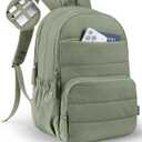 Uselike Travel Backpack for Women, 15.6 Inch Laptop Backpack, Quilted College Bookbag, Cute Work Backpacks, Water Resistant (Sage Green)
