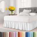 Wrap Around Dust Ruffle Bed Skirt  White - for King Size Beds with 12 in. Drop  Easy Fit Elastic Strap - Pleated Bedskirt with Brushed Fabric - Wrinkle Free, Machine Wash - by CGK Linens