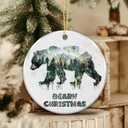 3 x Bear Ornament 2025, Rustic Bear Forest Scene Ornament, Wildlife Mountain Decoration, Christmas Ornament for Outdoorsy Families, Hunters, Cabin, Lodge, Nature Lovers, Bear