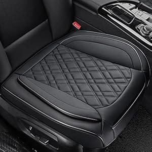 Car Seat Cover Front PU Leather Seat Covers, 2Pcs Universal Bottom Seat Covers for Cars, Anti-Slip, Storage Bags,Full Wrapping Edge Fits 95% of Vehicles(1 Pair, Black)