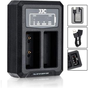 NP-W126 NP-W126S Battery Charger Dual Charger Built-in USB Cable for Fujifilm X100VI X-T50 X-T30 II X-S10 X Half X-PRO3 X-Pro2 X-Pro1 X-T30 X-T20 X-T10 X-T3 X-T2 X100V X100F X-E5 X-E4 X-E3 X-M5 X-T200