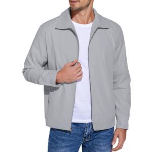 COOFANDY Men's Lightweight Zip Up Jacket Eisenhower Work Office Jackets Casual Golf Outwear (Large)