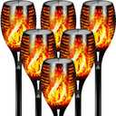 Otdair 96 LED Solar Lights Outdoor Upgraded 6 Pack, 43" Tall & Super Larger Size, Waterproof Tiki Torches for Outside, 2200mAh Solar Solar Torch Light with Flickering Flame for Path Yard Garden (Warm)