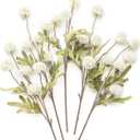 Floroom 5pcs Faux Silk Pompon Mum Artificial Flowers, Bulk Fake Mini Chrysanthemums with Stems for DIY Bouquet Centerpieces Wedding Fillers White Arrangements Shower Decorations, Ivory