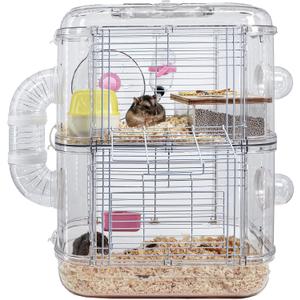 Small Hamster Cages and Habitats, Rat Cage with Hamster Accessories Including BallFood Dish, Water BottleSmall Animal Cage and Playpen, 12.5 * 7.4 * 15.7 in
