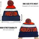 City Beanie Knit Hat with Pom Winter Cuffed Cap Sport Fans Gift for Men Women