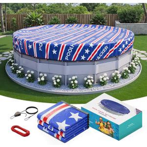 POOLHACKER2025 Upgrade 21 ft Winter Pool Cover - 21ft Round Above Ground, 4 Foot Overlap Extra Thick 420D Pool Cover with Pulley and Cable (Red)