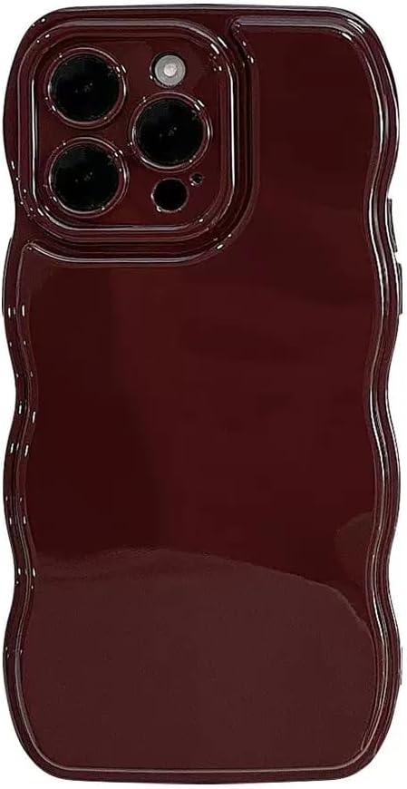 For iPhone 11 Pro Max Case,Simple Wave Design Wavy Frame Aesthetic Soft Silicone Phone Case,Wine Red