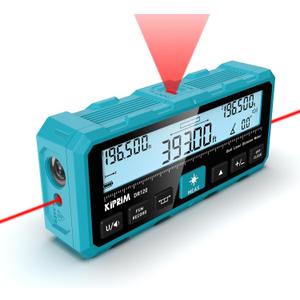 Kiprim DR120 Dual Laser Distance Meter with Bidirectional Laser Emission, Vertical Laser Marking Line, and Electronic Level, Measures in Meters, Feet, and Inches, 393ft/120m Range Rangefinder