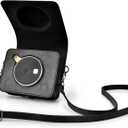 Rieibi Mini Shot 3 Retro Case, PU Leather Protective Case for previous version of Kodak Mini Shot 3 Retro C300R 2-in-1 Camera/Portable Instant Printer with Shoulder Strap - Black(Camera not included)
