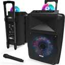 Pyle Wireless Portable PA Speaker System - 700 W Battery Powered Rechargeable Sound Speaker and Microphone Set with Bluetooth MP3 USB Micro SD FM Radio AUX 1/4" DJ lights - For PA / Party