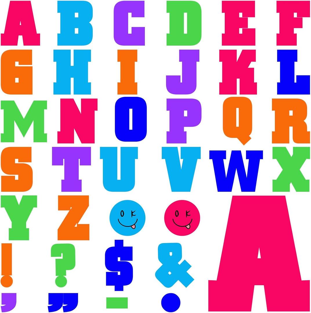 136 Pcs 12 in Extra Large Bulletin Board Letter Big Alphabet Letter Cutout Sticker Punctuation with Adhesive Dot Colorful Poster Back School Classroom Wall Decor Education Learning Tool(Bright Color)