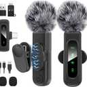 USB C Mini Wireless Lavalier Microphone for iPhone/Android,Lapel Mic with Magnetic Clip-on for Record VideoLav Mic with LED Display Podcast Vlog Content Creator Interview