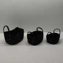 HD Small-Medium Fabric Rope Basket, Black,  Set of 3