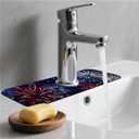 Kitchen Sink Splash GuardFireworks Faucet Mat Sink Gadgets-Super Absorbent Fast Drying Mat Drip Catcher for Kitchen, Bathroom,Sink Mat, Dish Drying Mat, Bathroom(15" X 5.5" )