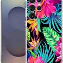 Hibiscus Flower Case for Samsung Galaxy S25 Ultra,Aesthetic Tropical Floral Plant Pattern,Trendy Soft TPU Bumper Case for Galaxy S25 Ultra
