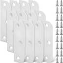 Lounsweer 12 Pcs Hinge Filler Plates 3.5 Inch with 5/8 Inch Door Edge Filler, Stainless Steel Door Hinge Shims, Gate Hole Cover, Satin Chrome Blanks with Matching Screws (White)