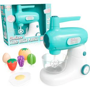 Lollipop Deluxe Stand Mixer Playset for Toddlers 3+  9-Piece Gourmet Kitchen Set with Fruit, Eggs, and Light-Up Mixing Sounds  Safety Tested for Fun and Educational Pretend Play