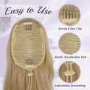 FESHFEN Drawstring Ponytail Extension, Natural Long Wavy Layered Synthetic Pony Tails Hair Extensions Hairpieces for Women, 20 inch Mixed Blonde