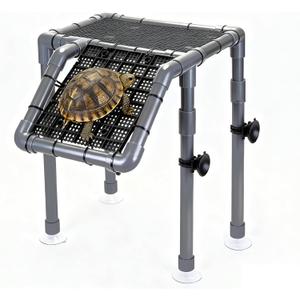 Turtle Basking Platform, 10.8" Width Aquatic Turtles Dock, Sloped Ramp with 8pcs Strong Suction Cups and Encryption Grid, Turtle Tank Accessories for Above 12 inches Wide Aquarium (Large)