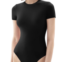 PUMIEY Women's Crew Neck Short Sleeve Thong Bodysuit Fashion T-shirt Tops Smoke Cloud Pro Collection, Medi