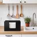 Wooden Paper Towel Dispenser Countertop Paper Towel Holder Counter for Bathroom Black Napkin Holder Kitchen Multifold Towels Dispenser C-fold Trifold Folded Hand Towels Holders for Bathroom Toilet