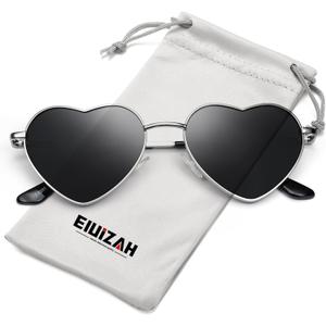3 x Eiuizah Polarized Heart Sunglasses for Women Men - Cute Trendy Sun Glasses Metal Frame UV400 Protection Lens
