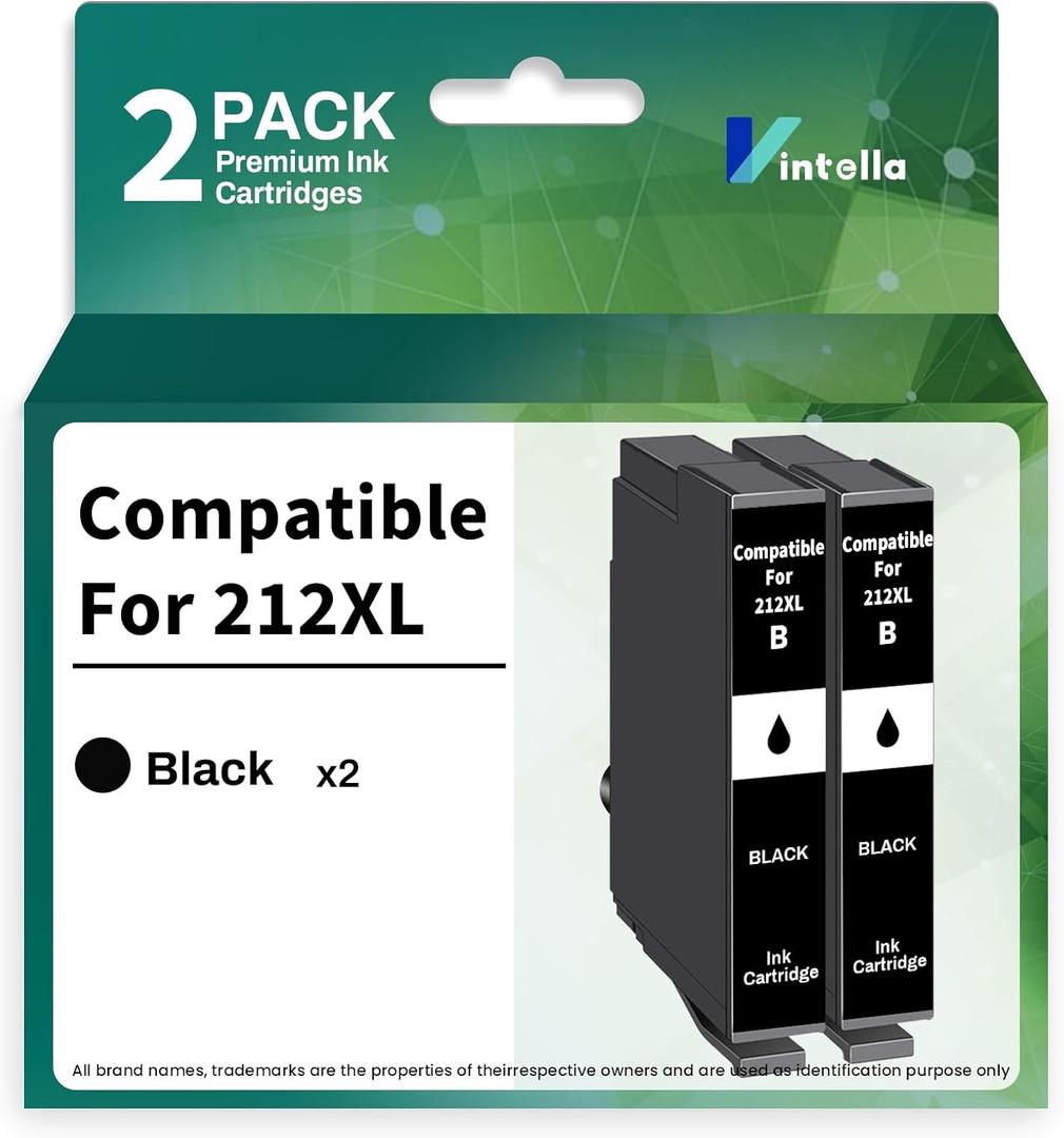 Remanufactured Ink Cartridge Replacement for Epson 212 212XL T212 T212XL Black Ink Cartridges for Workforce WF-2830 WF-2850 Printer (Black Only, 2 Pack)