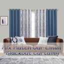 84 Inch Length Navy Blue Pattern Curtains for Living Room 2 Panel Set Grommet Damask Medallion Print Textured Grey Cream White Jacquard 50% Blackout Darkening Window Curtain Drapes for Bedroom