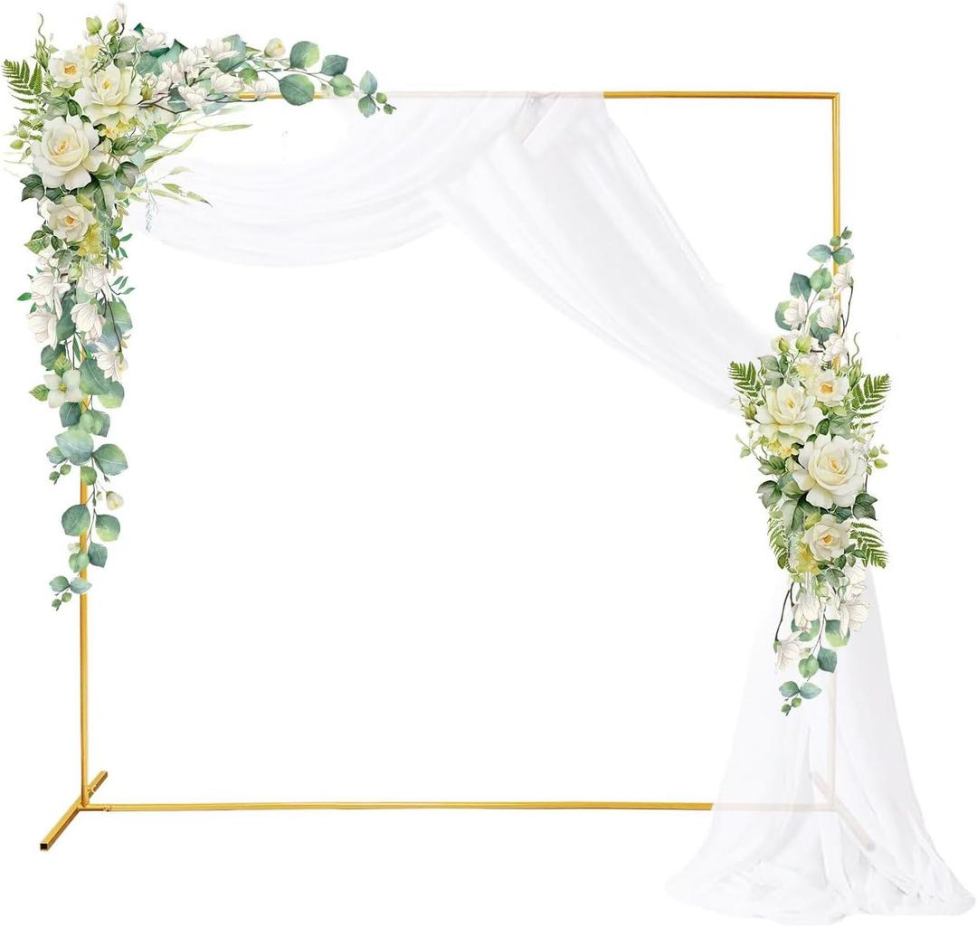 6.6FTx6.6FT Square Metal Arch Backdrop Stand,Gold Balloon Arch Stand for Wedding Arch Frame Stand for Birthday Party Bridal Shower Photo Background Decoration