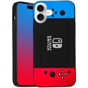 ECOLYF Compatible with iPhone 16 Case for Boys Kids Men, 3D Cool Video Game Controller Button Type Personalized Full Body Full Camera Protection Protective Cover Soft Cute, Blue