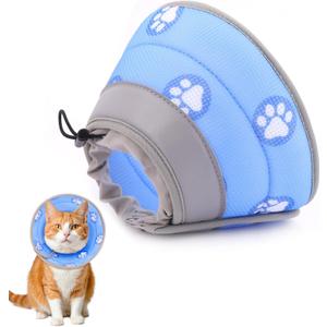 Cat Cone Collar Soft to Stop Licking After Surgery Cat Recovery Collar for Small Large Cats Adjustable Elizabethan Collar (S(Neck 5"-9"), Blue)