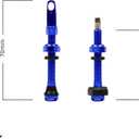 MBP Alloy Tubeless 50mm Bicycle Pro Design Presta Valve Stems Fits Most Rims with 2 Types of Grommets Included for Each stem. Alloy Cap has Built in Valve core Remover Tool. (Blue)