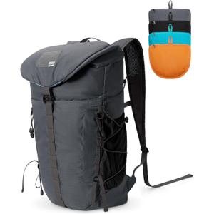 Blue Quartz Hiking Backpack 30L Lightweight Packable Backpack for Travel, Water Resistant Foldable Daypack for Women Men, Gray (Grey)