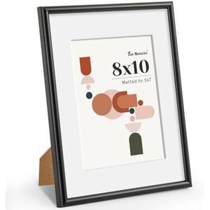 8x10 inch Picture Frame, 8x10 Photo Frames with 5x7 Removable Mat, High Definition Plexiglass, Vertical and Horizontal Display, Wall Hanging Photo Frame, Black, 2 Pack
