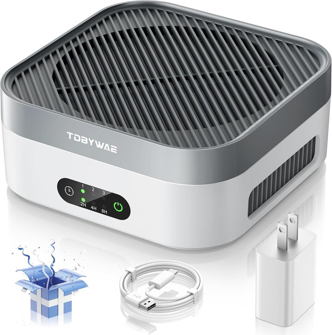 Air Purifier for Home  True HEPA Filter for Pets, Smoke & Allergies | 600 Sq Ft Coverage | Ultra-Quiet & Portable for Bedroom/Travel (1 Pack, Grey White)