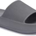 Joomra Pillow Slippers for Women and Men Non Slip Quick Drying Shower Slides Bathroom Sandals | Ultra Cushion | Thick Sole (10.5-11.5 Women/9-10 Men, Grey)