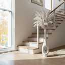 23.6" White Tall Floor Vase Donut-Shaped Oval Body with Slim 3cm Neck, Modern Tall Decorative Vases for Living Room, Entryway, Office Decor Resin Floor Vase