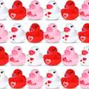 24pcs Valentine's Day Rubber Ducks, 1.57 inch Mini Small Assorted Rubber Bath Ducks Colorful Bathtub Toy Squeaky Duckies Love Heart Duck Valentines Day Gifts for Kids Cupcake Topper(3 Colors)