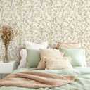 VEELIKE Retro Floral Peel and Stick Wallpaper Vintage Delicate Sprigs & Flower Wallpaper for Girls Bedroom Nursery 17.7''x354'' Removable Self Adhesive Botanical Floral Wall Paper for Living Room