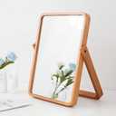 ZOROSY Desk Makeup Mirrors with Wood - Rectangle Wall-Mounted Mirrors Table Mirrors for Living Room Bedroom Birthday Gifts (10.5" L x 7.8" W)